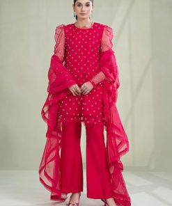 Luxury Formal Fusion Pink Organza Suit Mbsf-Pfw2306Fp