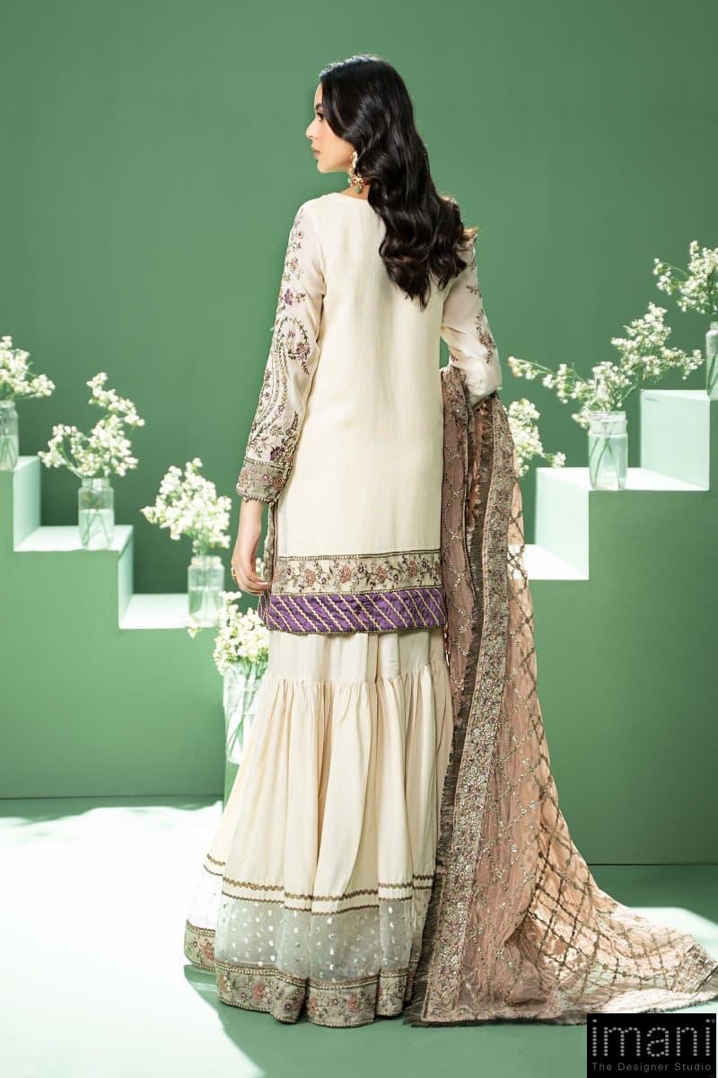 Luxury Formal Off-White Embroidered Silk Cotton Suit Mbsf-W2445Wo 6 Luxury Formal Off-White Embroidered Silk Cotton Suit Mbsf-W2445Wo - Image 6