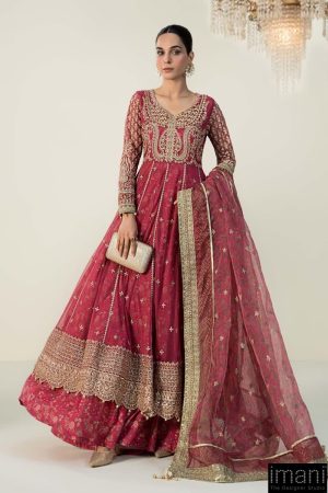 Luxury Formal Pink Embroidered Net Suit Mbsf-W2413Pk 17 Sf W2413Pink Imanistudio.com