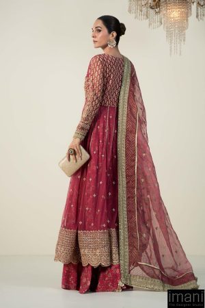 Luxury Formal Pink Embroidered Net Suit Mbsf-W2413Pk 22 Sf W2413Pinka Imanistudio.com
