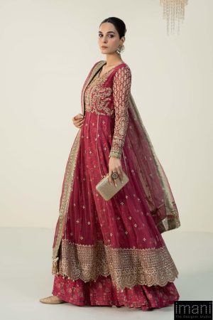 Luxury Formal Pink Embroidered Net Suit Mbsf-W2413Pk 19 Sf W2413Pinkd Imanistudio.com