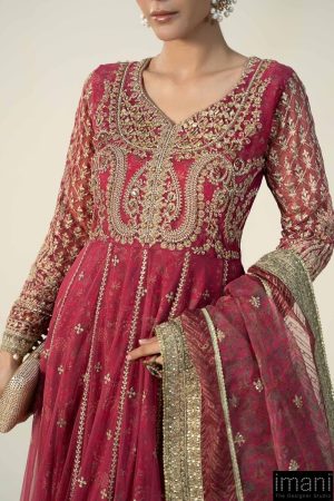 Luxury Formal Pink Embroidered Net Suit Mbsf-W2413Pk 18 Sf W2413Pinke Imanistudio.com