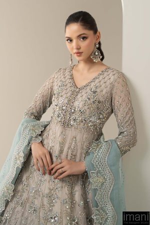 Luxury Formal Ombre Beige/ Aqua Embroidered Net Suit Mbds-W3002Ba 9 Bds 3002Sea Greenb Imanistudio.com