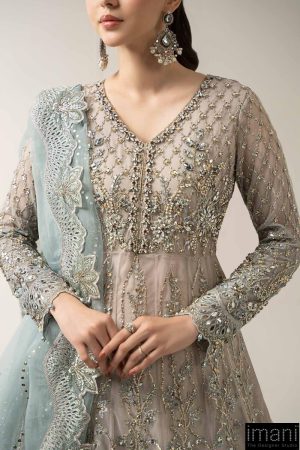 Luxury Formal Ombre Beige/ Aqua Embroidered Net Suit Mbds-W3002Ba 10 Bds 3002Sea Greenc Imanistudio.com