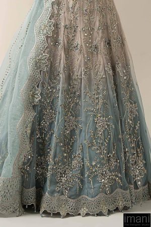 Luxury Formal Ombre Beige/ Aqua Embroidered Net Suit Mbds-W3002Ba 11 Bds 3002Sea Greend Imanistudio.com
