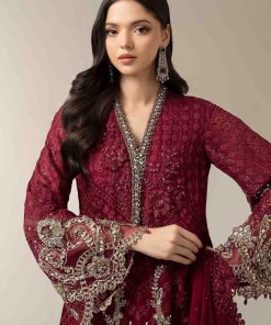 Luxury Formal Magenta Embroidered Chiffon Suit Mbds-W3003Mt 8 Bds 3003Maroon B Imanistudio.com