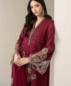 Luxury Formal Magenta Embroidered Chiffon Suit Mbds-W3003Mt 9 Bds 3003Maroon C Imanistudio.com