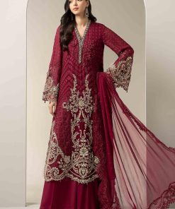 Luxury Formal Magenta Embroidered Chiffon Suit MBDS-W3003MT