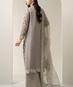 Luxury Formal Steel Grey Embroidered Organza Suit Mbds-W3006Sg 14 Bds 3006Greya Imanistudio.com