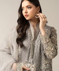 Luxury Formal Steel Grey Embroidered Organza Suit Mbds-W3006Sg 12 Bds 3006Greyb Imanistudio.com
