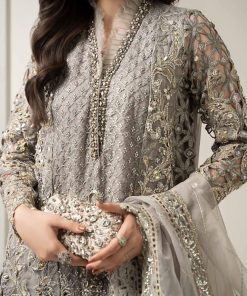 Luxury Formal Steel Grey Embroidered Organza Suit Mbds-W3006Sg 10 Bds 3006Greyc Imanistudio.com