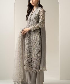 Luxury Formal Steel Grey Embroidered Organza Suit Mbds-W3006Sg 9 Bds 3006Greyg Imanistudio.com