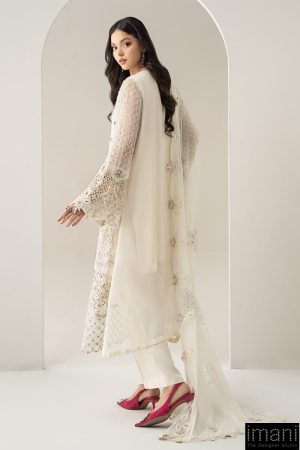 Luxury Formal Off-White Embroidered Chiffon Suit Mbds-W3007Ow 20 Bds 3007Offwhta Imanistudio.com