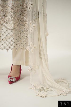 Luxury Formal Off-White Embroidered Chiffon Suit Mbds-W3007Ow 18 Bds 3007Offwhtg Imanistudio.com