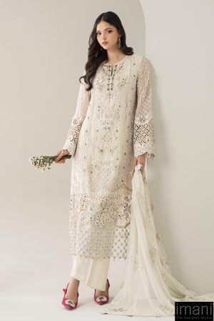 Luxury Formal Off-White Embroidered Chiffon Suit Mbds-W3007Ow 12 Bds 3007Offwhtj Imanistudio.com