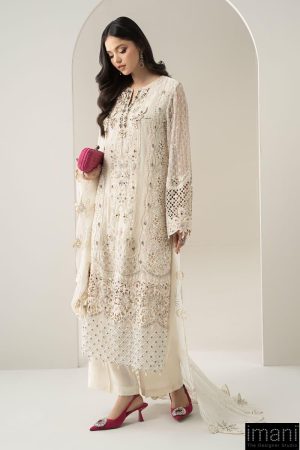 Luxury Formal Off-White Embroidered Chiffon Suit Mbds-W3007Ow 19 Bds 3007Offwhtk Imanistudio.com