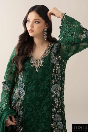 Luxury Formal Emerald Green Embroidered Chiffon Suit Mbds-W3008Eg 10 Bds 3008Greenb Imanistudio.com