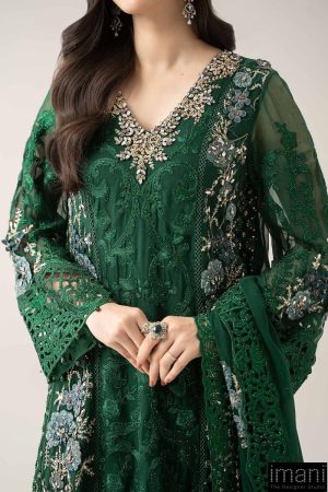 Luxury Formal Emerald Green Embroidered Chiffon Suit Mbds-W3008Eg 12 Bds 3008Greend Imanistudio.com