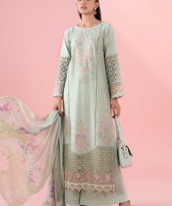 3 Pcs Luxury Pret Green Embroidered Dobby Lawn Suit MBDW-EA2505GN