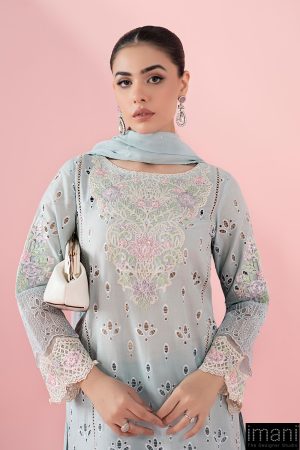 3 Pcs Luxury Pret Pastel Blue Embroidered Cotton Lawn Suit Mbdw-Ea2515Pb 11 Dw Ea2515Blueb Imanistudio.com