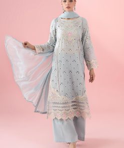 3 Pcs Luxury Pret Pastel Blue Embroidered Cotton Lawn Suit MBDW-EA2515PB
