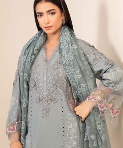 3 Pcs Luxury Pret Blue Embroidered Dobby Lawn Suit Mbdw-Ea2516Bl 10 Dw Ea2516Blue.b Imanistudio.com
