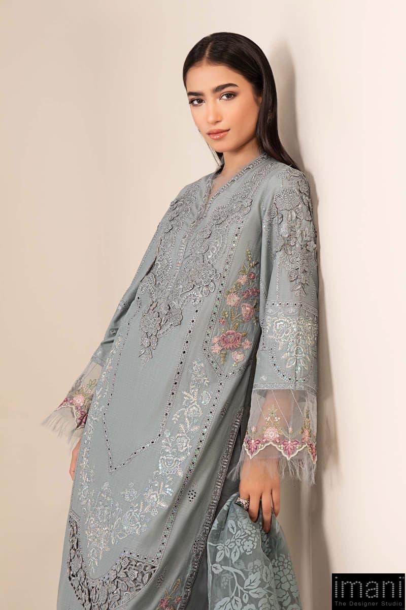 3 Pcs Luxury Pret Blue Embroidered Dobby Lawn Suit Mbdw-Ea2516Bl 4 3 Pcs Luxury Pret Blue Embroidered Dobby Lawn Suit Mbdw-Ea2516Bl - Image 4