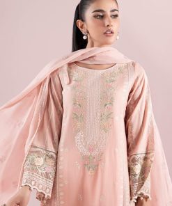3 Pcs Luxury Pret Peachy Pink Embroidered Dobby Lawn Suit Mbdw-Ea2525Gn 10 Dw Ea2525Pinkb Imanistudio.com