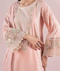 3 Pcs Luxury Pret Peachy Pink Embroidered Dobby Lawn Suit Mbdw-Ea2525Gn 12 Dw Ea2525Pinkd Imanistudio.com
