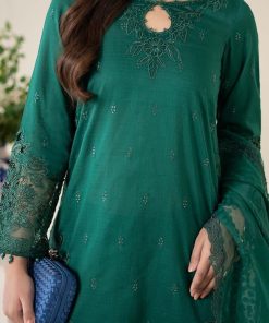 3 Pcs Luxury Pret Emerald Green Embroidered Dobby Lawn Suit Mbdw-Ea2567Gr 12 Dw Ea2567Greenb Imanistudio.com