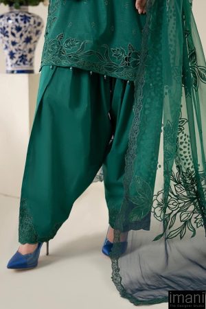 3 Pcs Luxury Pret Emerald Green Embroidered Dobby Lawn Suit Mbdw-Ea2567Gr 14 Dw Ea2567Greend Imanistudio.com