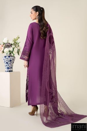 3 Pcs Luxury Pret Purple Embroidered Cotton Lawn Suit Mbdw-Ea2574Pl 18 Dw Ea2574Magenta Imanistudio.com