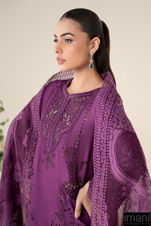 3 Pcs Luxury Pret Purple Embroidered Cotton Lawn Suit Mbdw-Ea2574Pl 12 Dw Ea2574Magentab Imanistudio.com