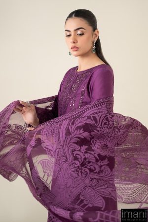 3 Pcs Luxury Pret Purple Embroidered Cotton Lawn Suit Mbdw-Ea2574Pl 13 Dw Ea2574Magentac Imanistudio.com