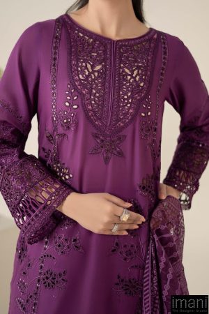 3 Pcs Luxury Pret Purple Embroidered Cotton Lawn Suit Mbdw-Ea2574Pl 14 Dw Ea2574Magentad Imanistudio.com