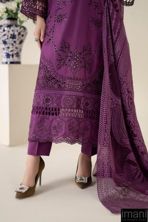 3 Pcs Luxury Pret Purple Embroidered Cotton Lawn Suit Mbdw-Ea2574Pl 15 Dw Ea2574Magentae Imanistudio.com