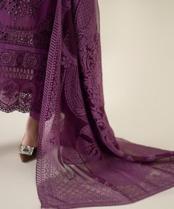 3 Pcs Luxury Pret Purple Embroidered Cotton Lawn Suit Mbdw-Ea2574Pl 16 Dw Ea2574Magentaf Imanistudio.com