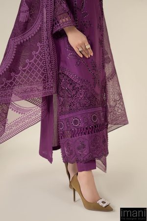 3 Pcs Luxury Pret Purple Embroidered Cotton Lawn Suit Mbdw-Ea2574Pl 17 Dw Ea2574Magentag Imanistudio.com