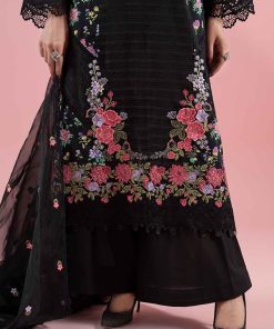 3 Pcs Luxury Pret Black Embroidered Cotton Lawn Suit Mbdw-Ea2579Bk 15 Dw Ea2579Blacke Imanistudio.com