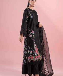 3 Pcs Luxury Pret Black Embroidered Cotton Lawn Suit Mbdw-Ea2579Bk 10 Dw Ea2579Blackh Imanistudio.com