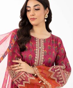 3 Pcs Luxury Pret Pink Printed Cotton Lawn Suit Mbdw-Ea2261Pk 9 Dw Ef 2261 Pinkb Imanistudio.com