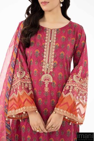 3 Pcs Luxury Pret Pink Printed Cotton Lawn Suit Mbdw-Ea2261Pk 8 Dw Ef 2261 Pinkc Imanistudio.com