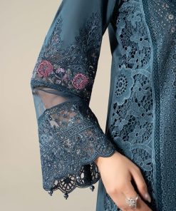 3 Pcs Luxury Pret Teal Embroidered Cotton Lawn Suit Mbdw-Ea2508Tl 14 Dw Ef2508Teale Imanistudio.com