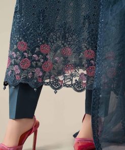 3 Pcs Luxury Pret Teal Embroidered Cotton Lawn Suit Mbdw-Ea2508Tl 15 Dw Ef2508Tealf Imanistudio.com