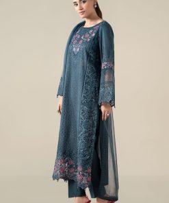 3 Pcs Luxury Pret Teal Embroidered Cotton Lawn Suit Mbdw-Ea2508Tl 10 Dw Ef2508Tealh Imanistudio.com