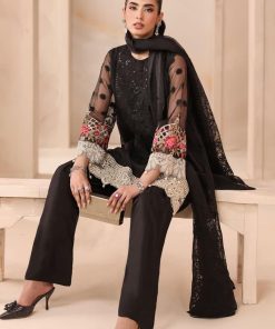 3 Pcs Luxury Pret Black Embroidered Organza Jacquard Suit Mbdw-Mn2502Bb 11 Dw Mn2502Blk Imanistudio.com