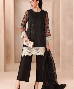 3 Pcs Luxury Pret Black Embroidered Organza Jacquard Suit Mbdw-Mn2502Bb 9 Dw Mn2502Blka Imanistudio.com