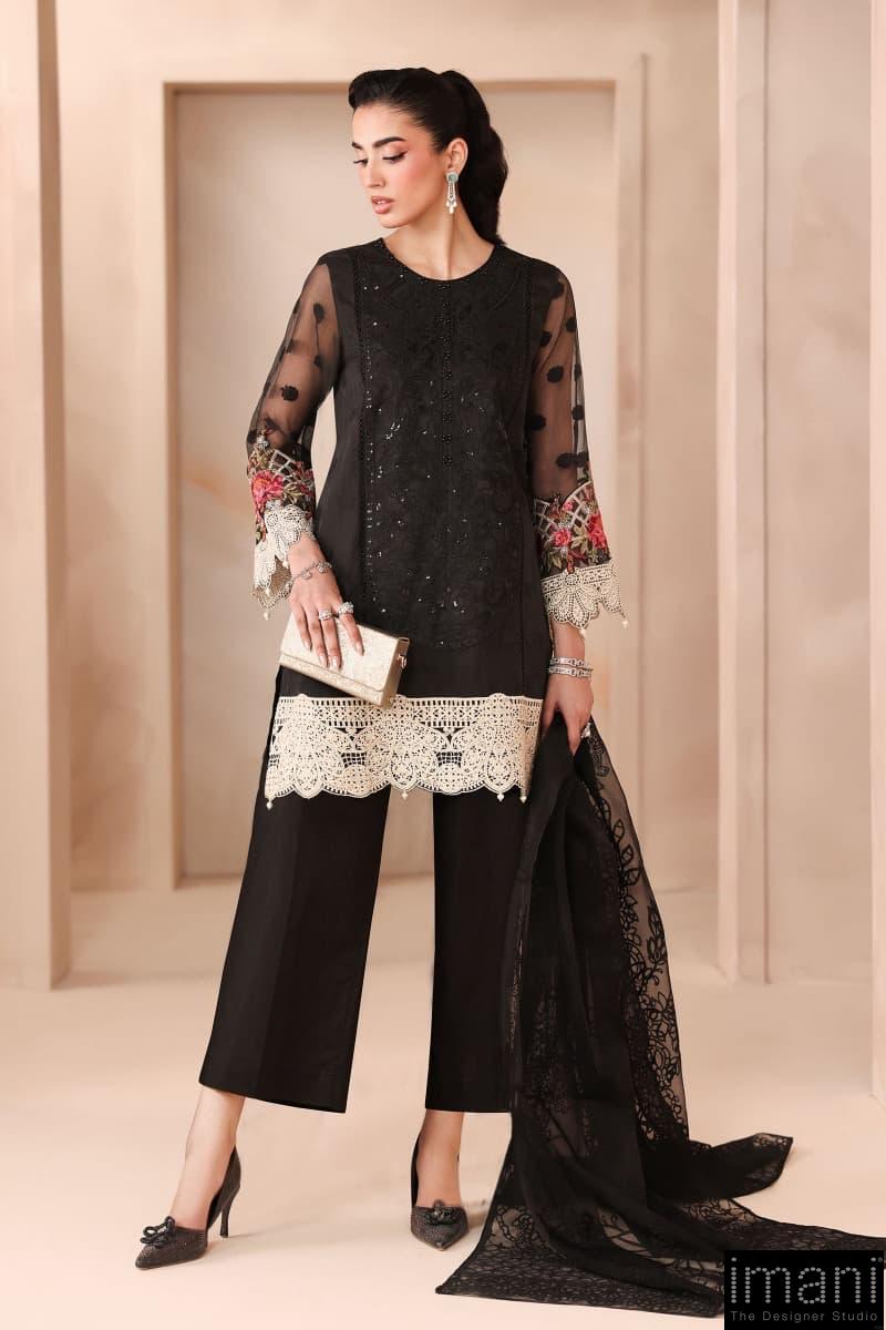 3 Pcs Luxury Pret Black Embroidered Organza Jacquard Suit Mbdw-Mn2502Bb 2 3 Pcs Luxury Pret Black Embroidered Organza Jacquard Suit Mbdw-Mn2502Bb - Image 2