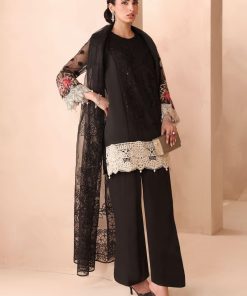 3 Pcs Luxury Pret Black Embroidered Organza Jacquard Suit Mbdw-Mn2502Bb 10 Dw Mn2502Blkc Imanistudio.com