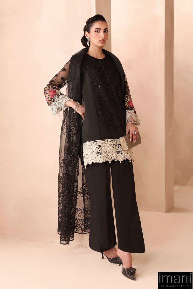 3 Pcs Luxury Pret Black Embroidered Organza Jacquard Suit Mbdw-Mn2502Bb 3 3 Pcs Luxury Pret Black Embroidered Organza Jacquard Suit Mbdw-Mn2502Bb - Image 3